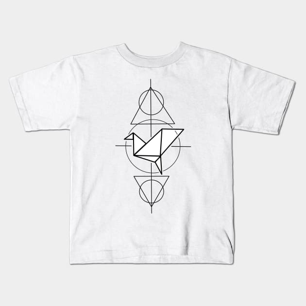 Paper crane geometry Kids T-Shirt by Nezumi1998